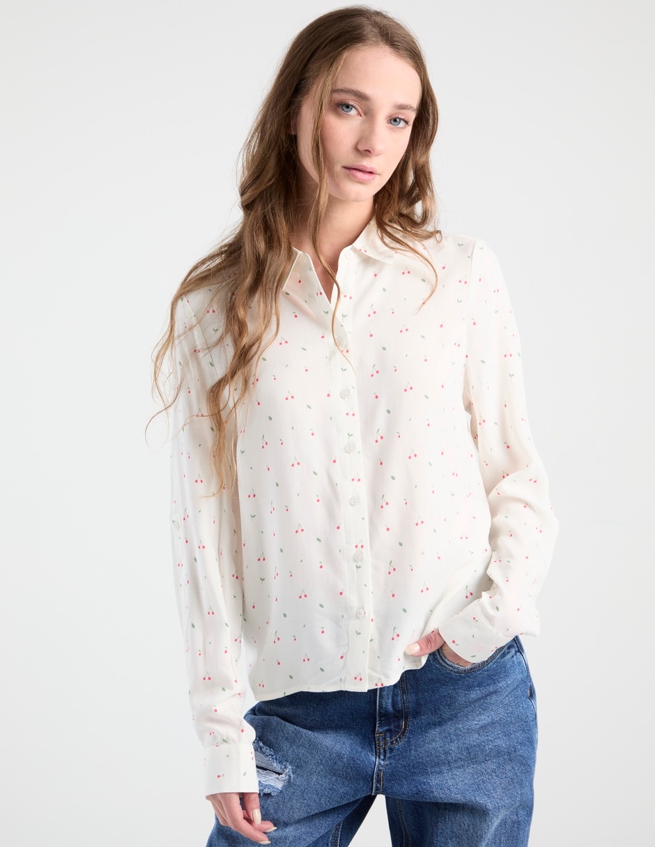 Blusa camisera manga larga para mujer