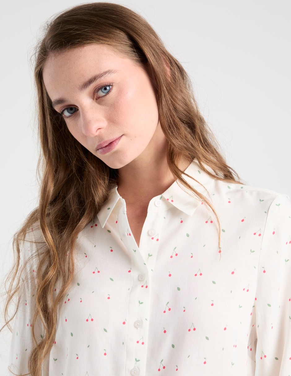 Blusa camisera manga larga para mujer