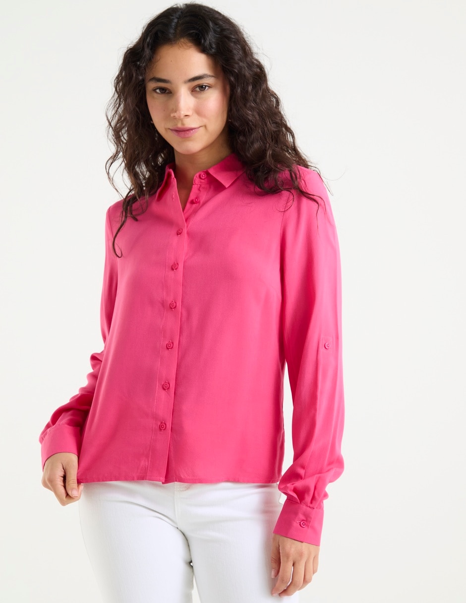 Blusa camisera manga larga para mujer