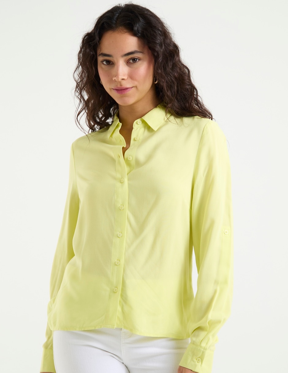 Blusa camisera manga larga para mujer