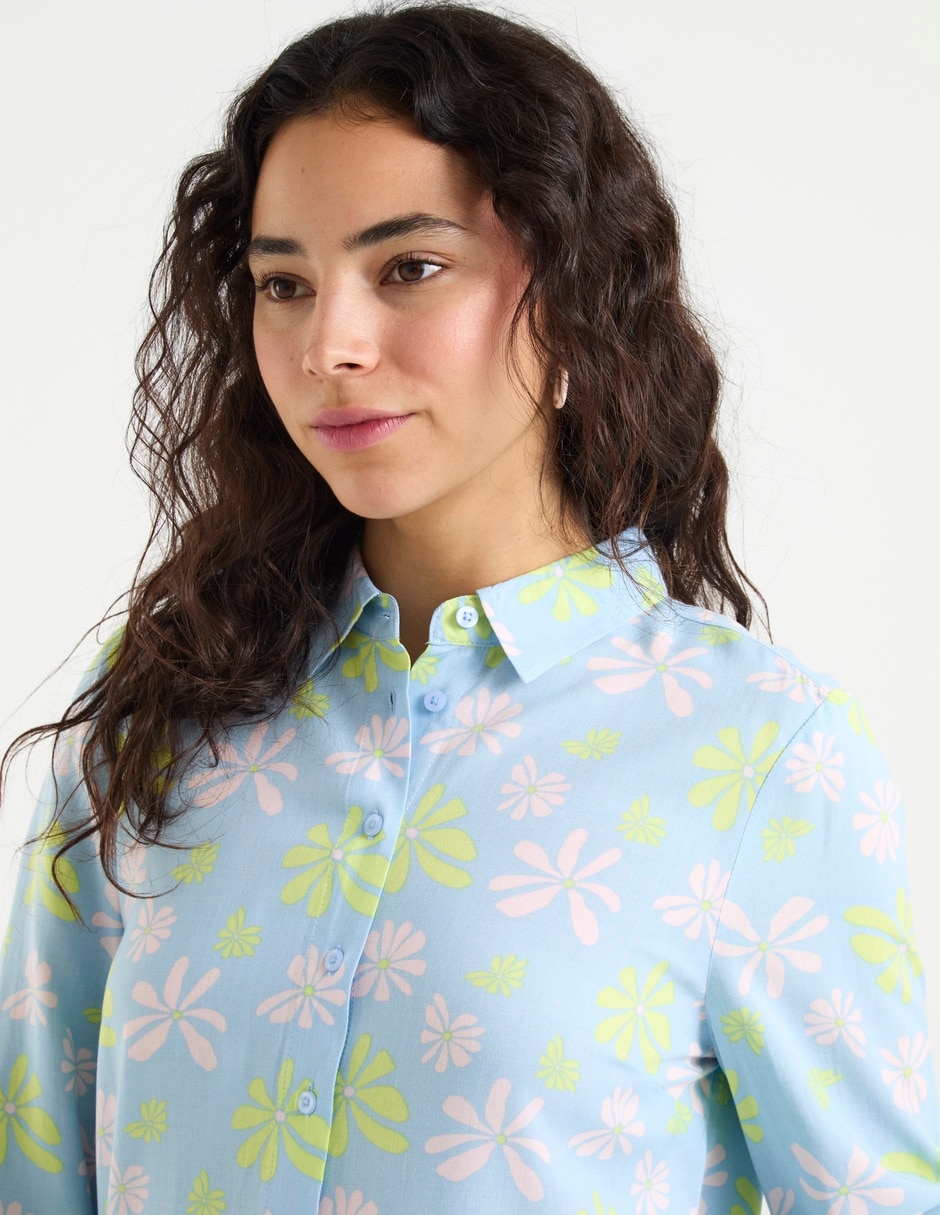 Blusa camisera manga larga para mujer 8