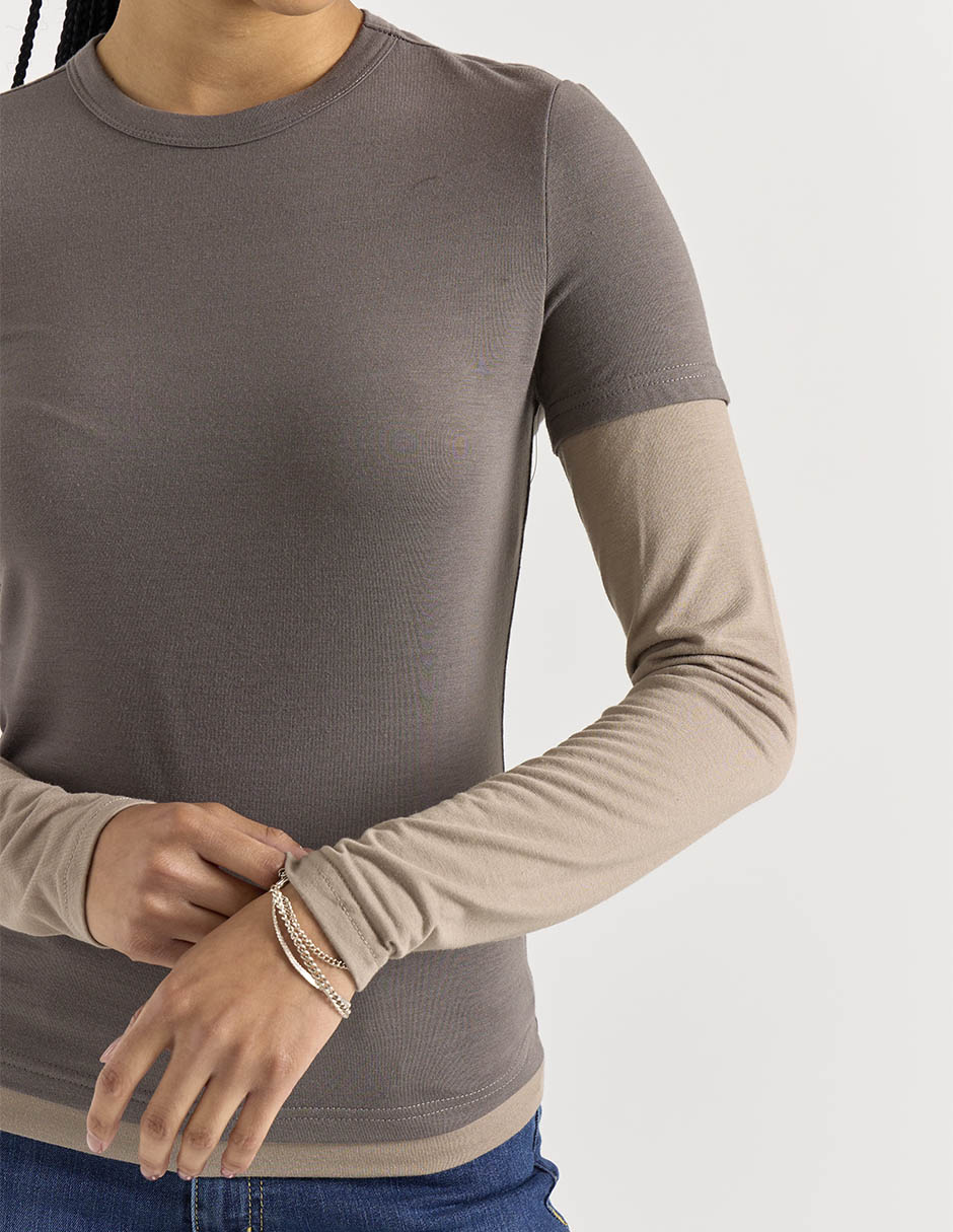 Playera manga larga cuello redondo mujer 2