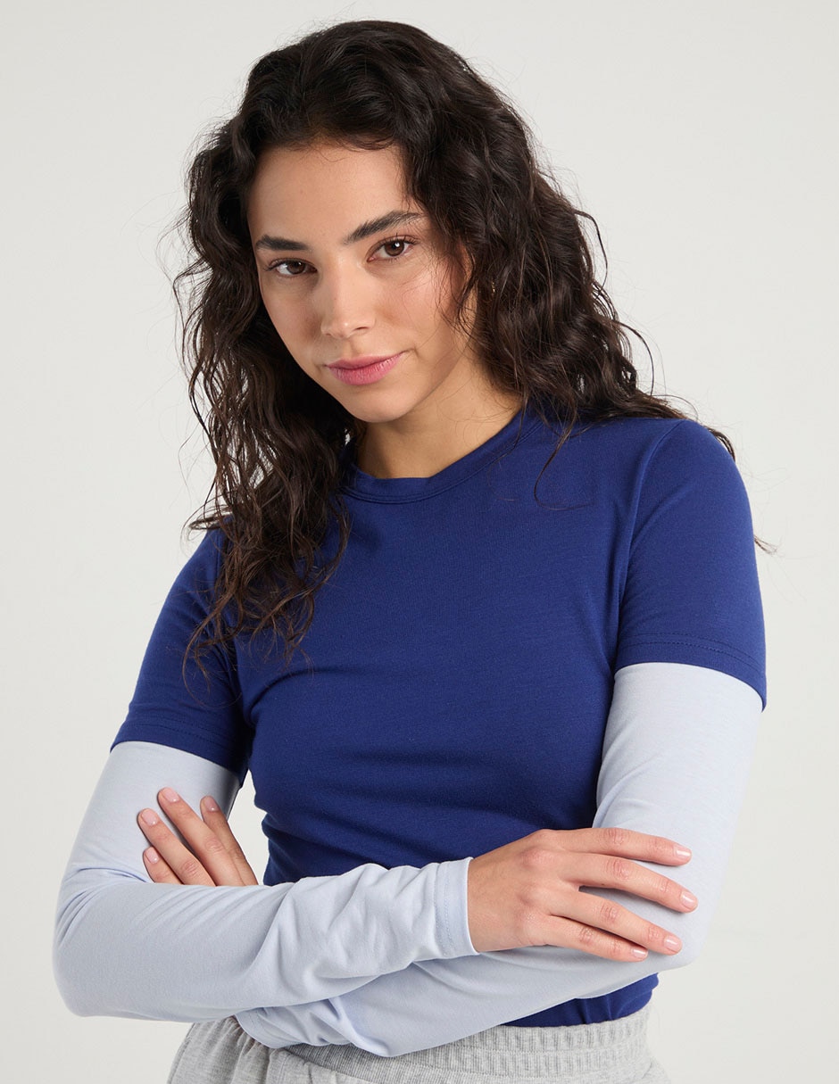 Playera manga larga cuello redondo mujer Playera manga larga cuello redondo mujer