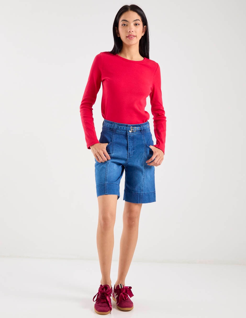 Playera manga larga cuello redondo para mujer 4