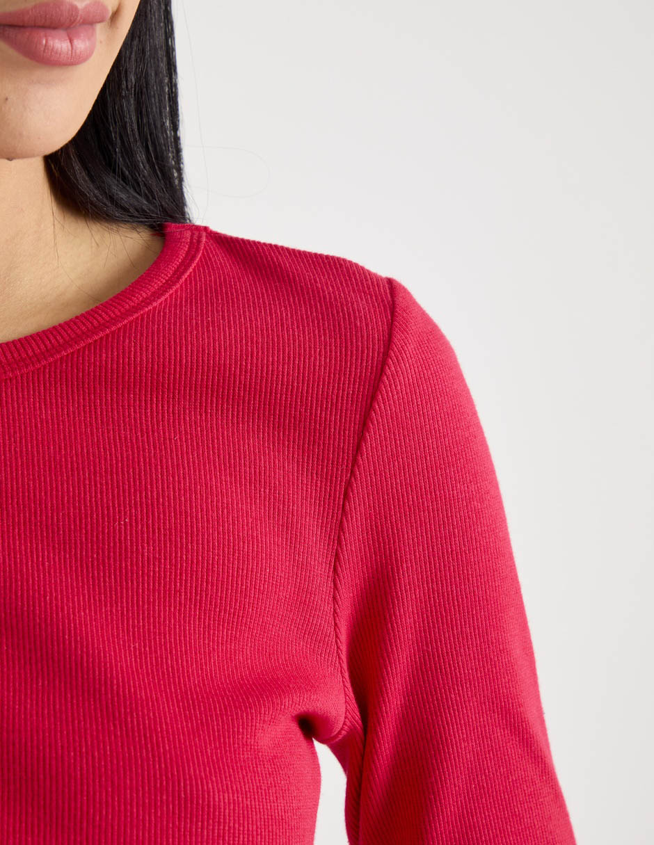 Playera manga larga cuello redondo para mujer 3