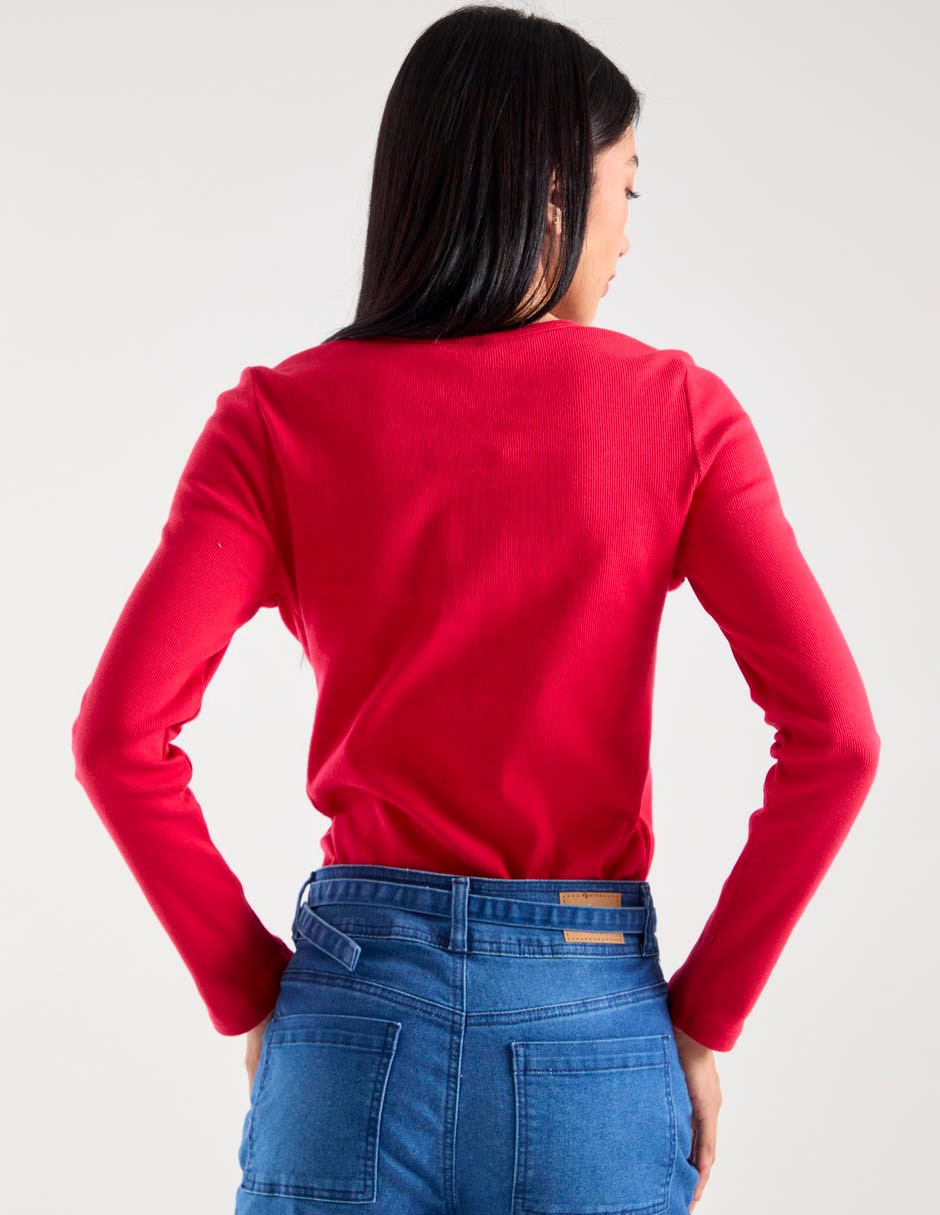 Playera manga larga cuello redondo para mujer 6
