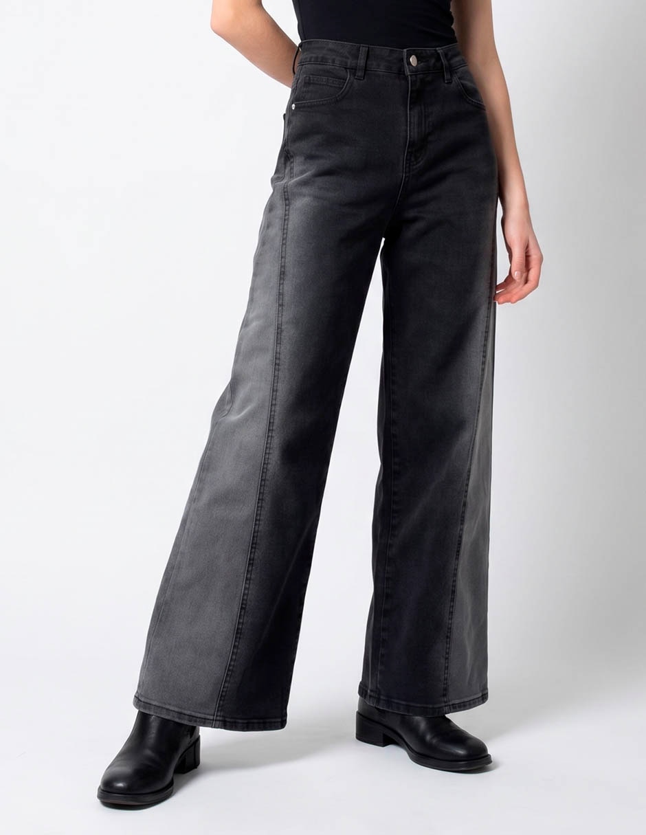 Jeans relaxed wide leg a la cintura para mujer