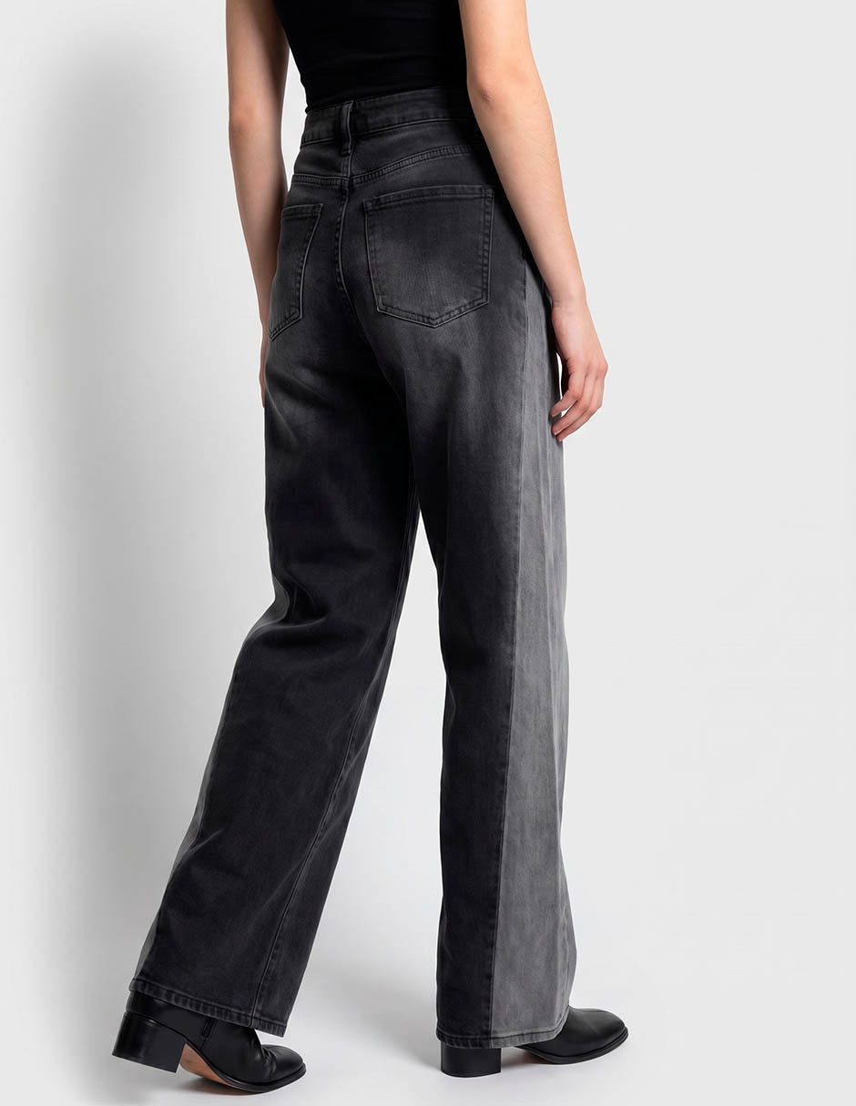 Jeans relaxed wide leg a la cintura para mujer 2