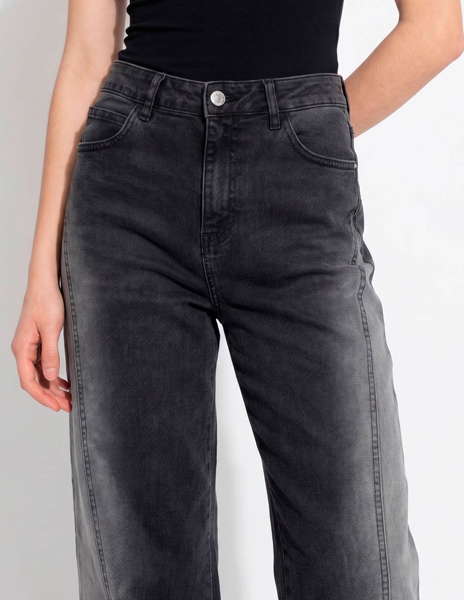 Jeans relaxed wide leg a la cintura para mujer 3
