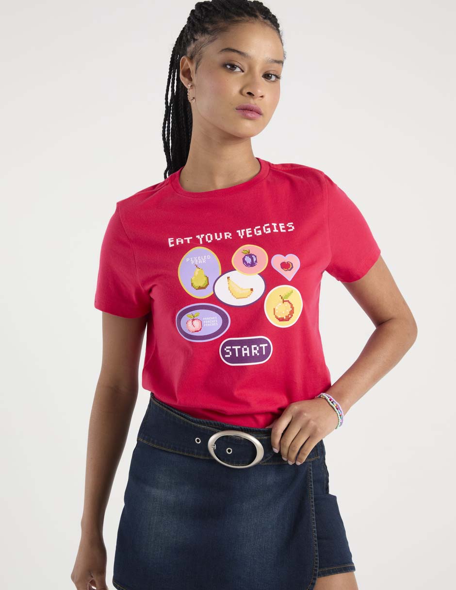 Playera manga corta Non Stop cuello redondo para mujer