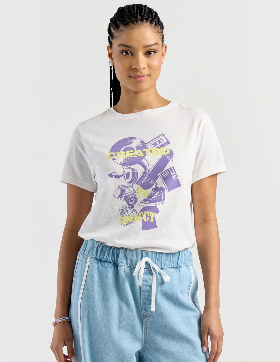 Playera manga corta cuello redondo para mujer 1