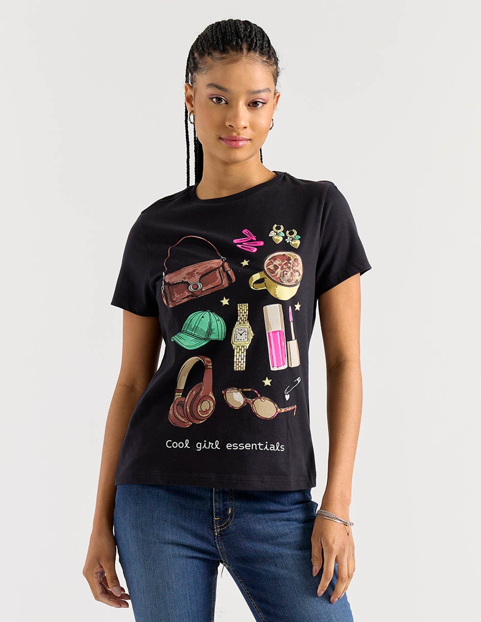 Playera manga corta Non Stop cuello redondo para mujer