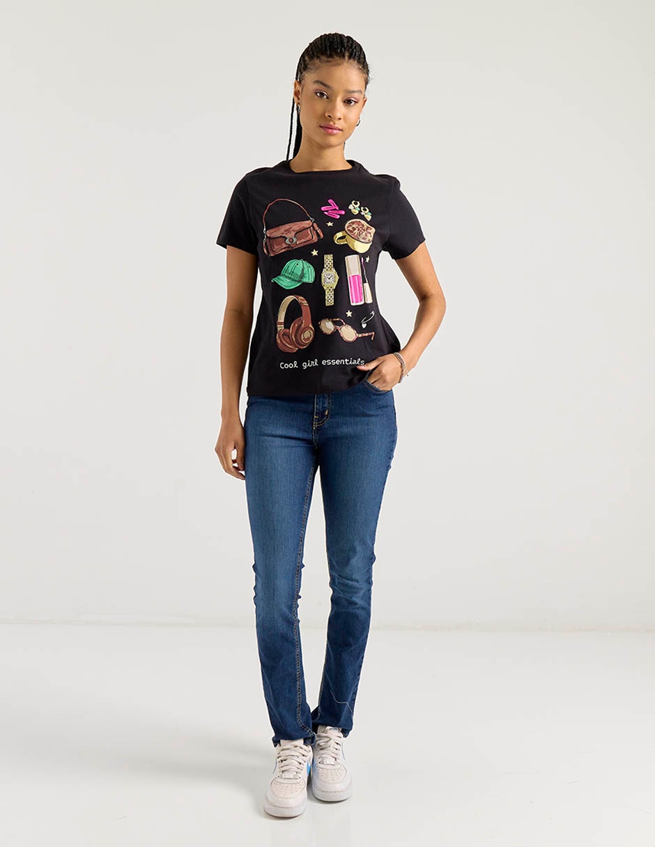 Playera manga corta Non Stop cuello redondo para mujer