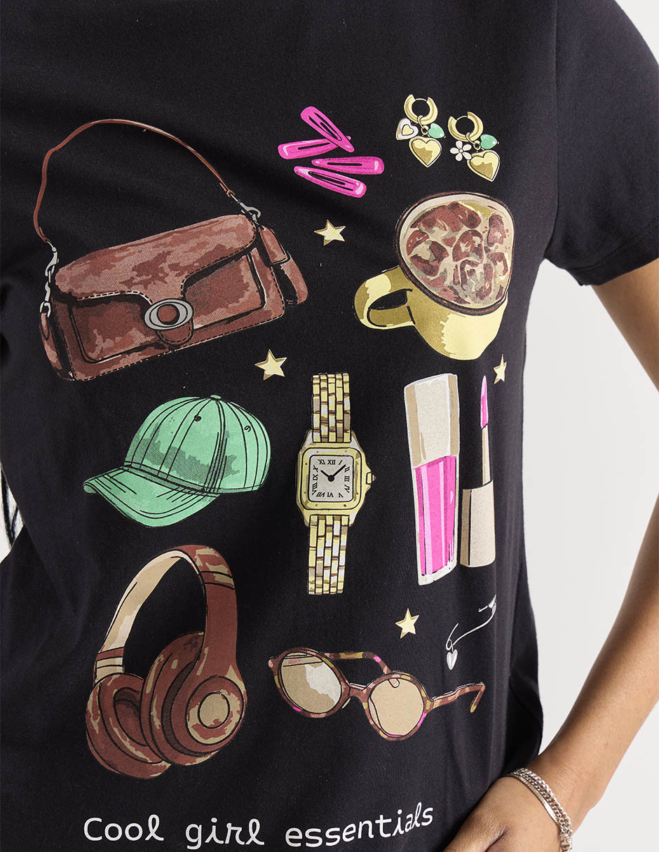 Playera manga corta Non Stop cuello redondo para mujer