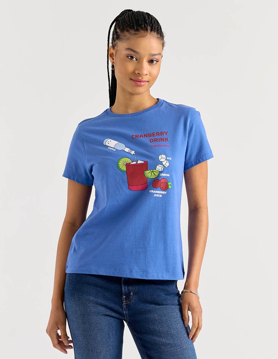 Playera manga corta Non Stop cuello redondo para mujer