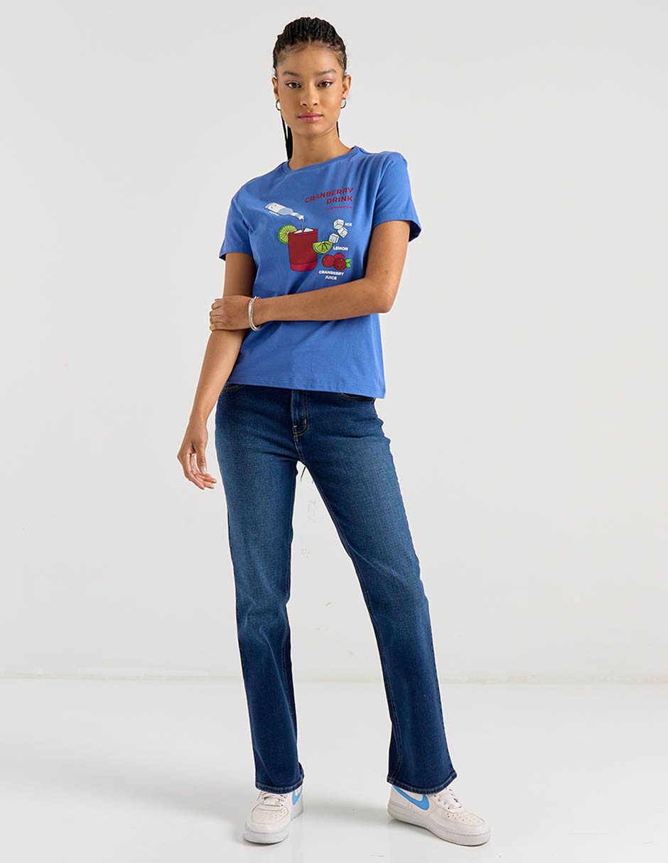 Playera manga corta Non Stop cuello redondo para mujer