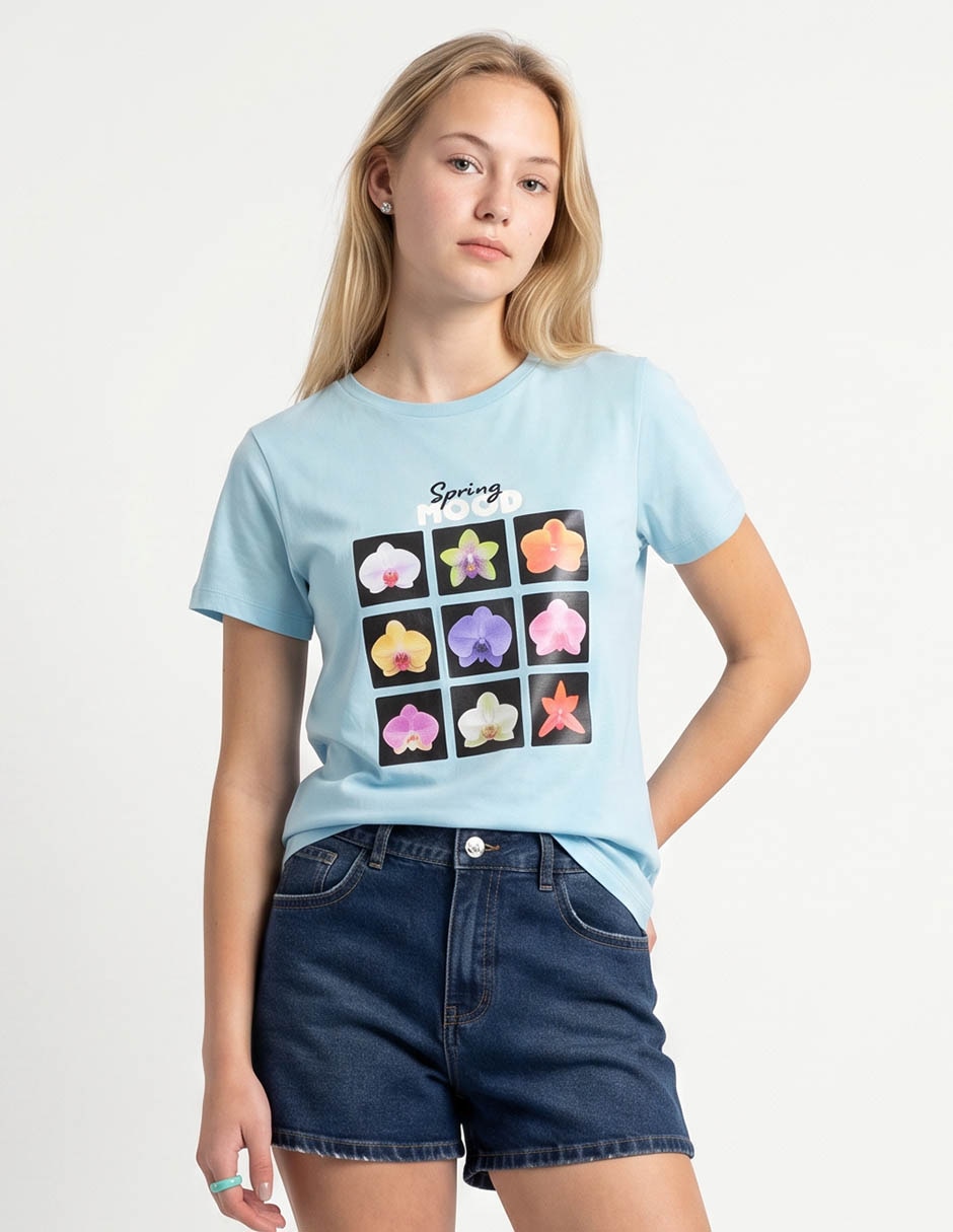 Blusa manga corta cuello redondo para mujer Blusa manga corta cuello redondo para mujer
