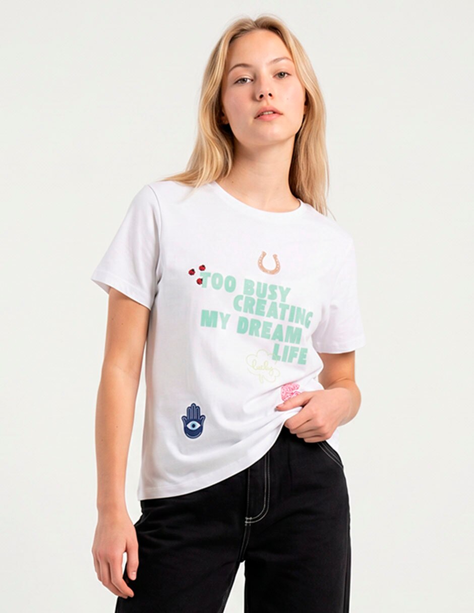 Playera manga corta cuello redondo para mujer Playera manga corta cuello redondo para mujer