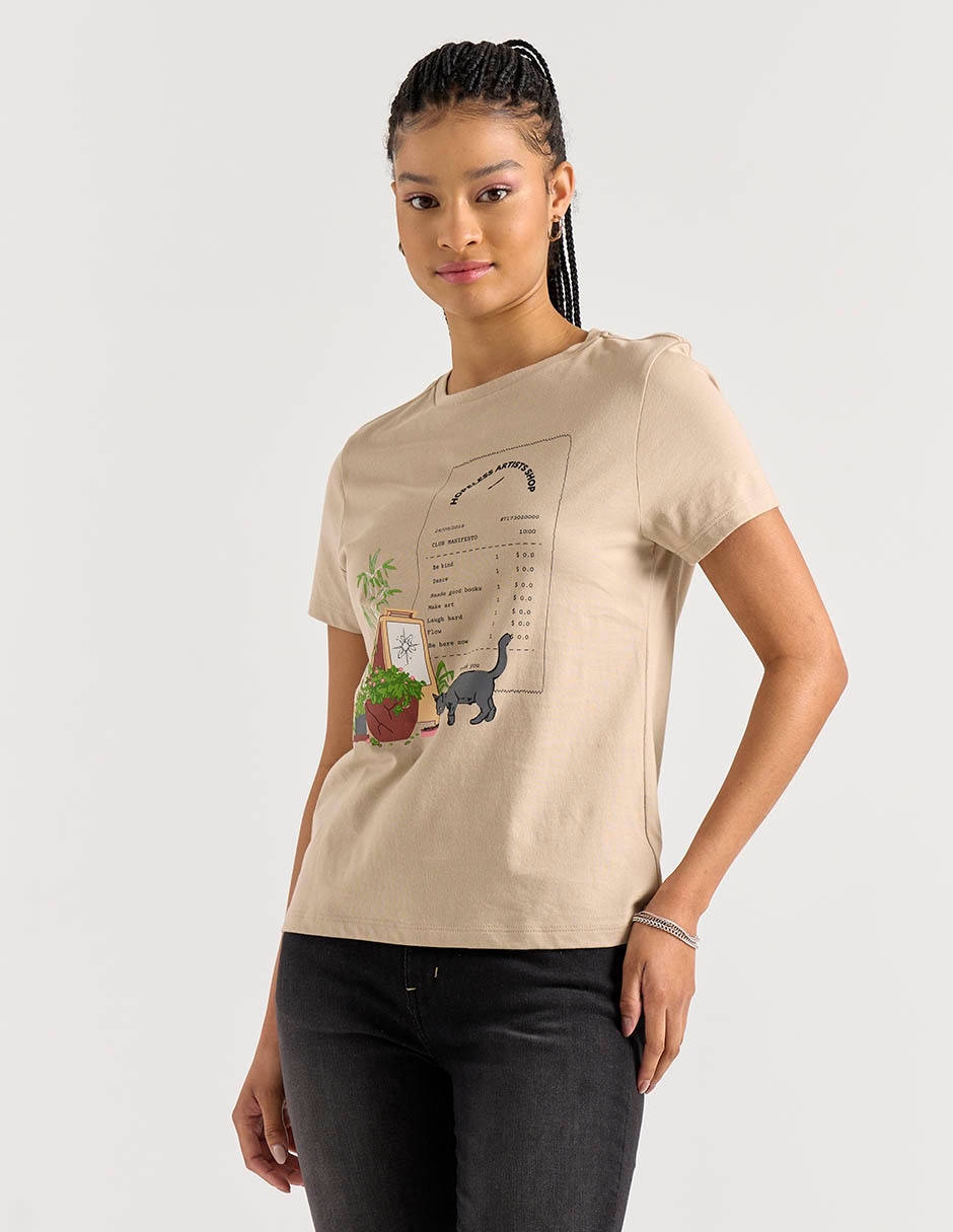 Playera manga corta Non Stop cuello redondo para mujer 1