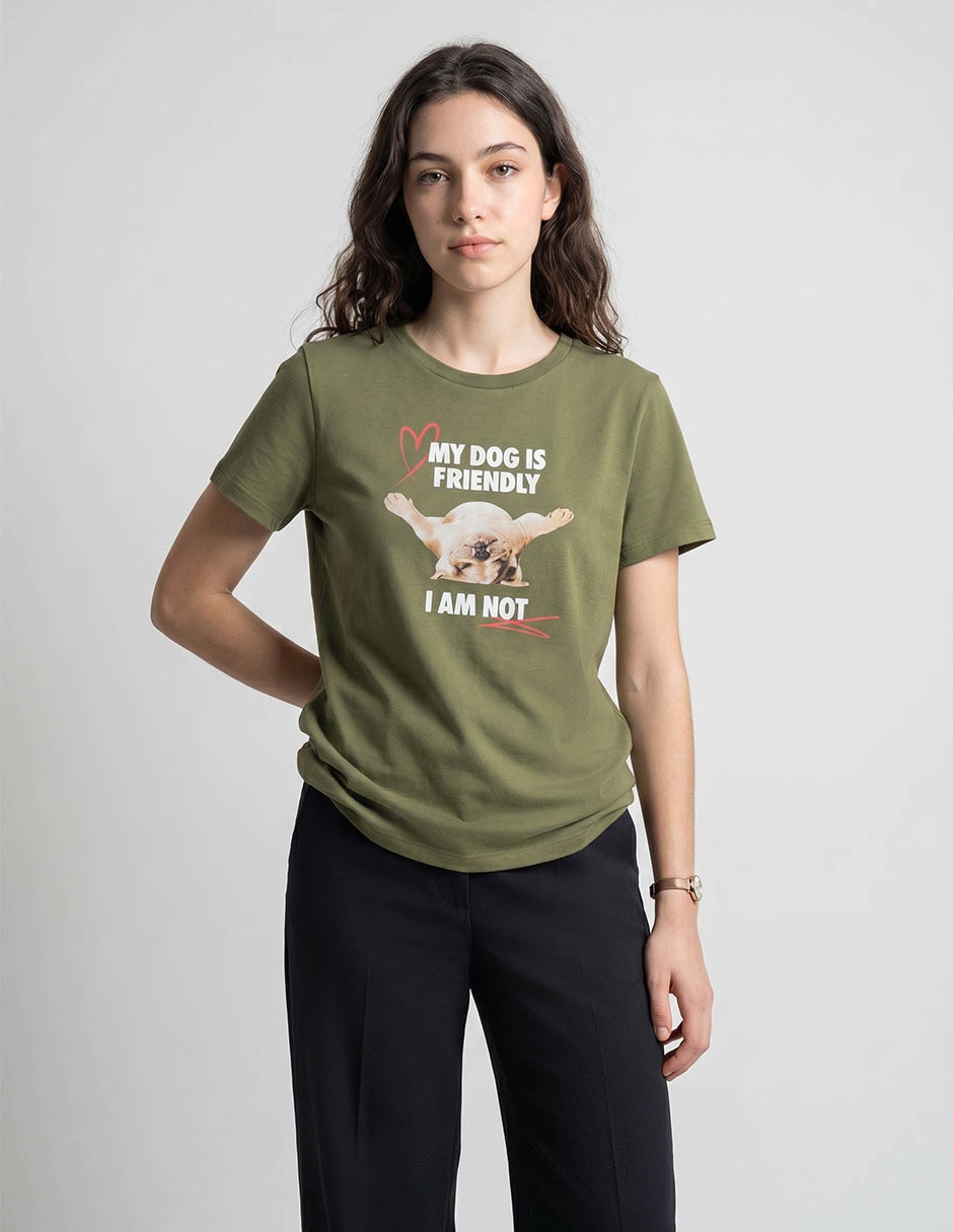 Playera manga corta Non Stop cuello redondo para mujer