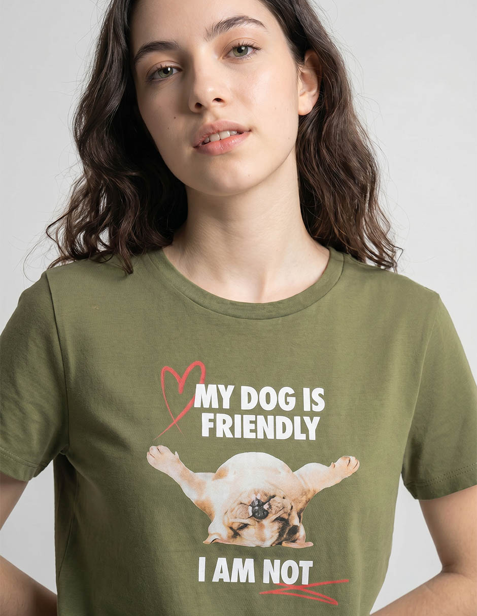 Playera manga corta Non Stop cuello redondo para mujer