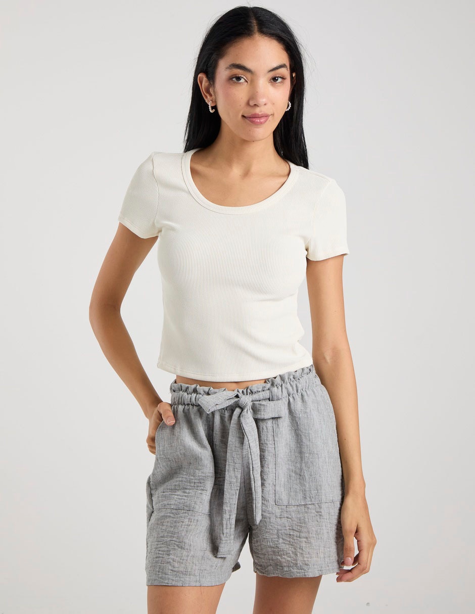 Playera manga corta cuello redondo para mujer 1