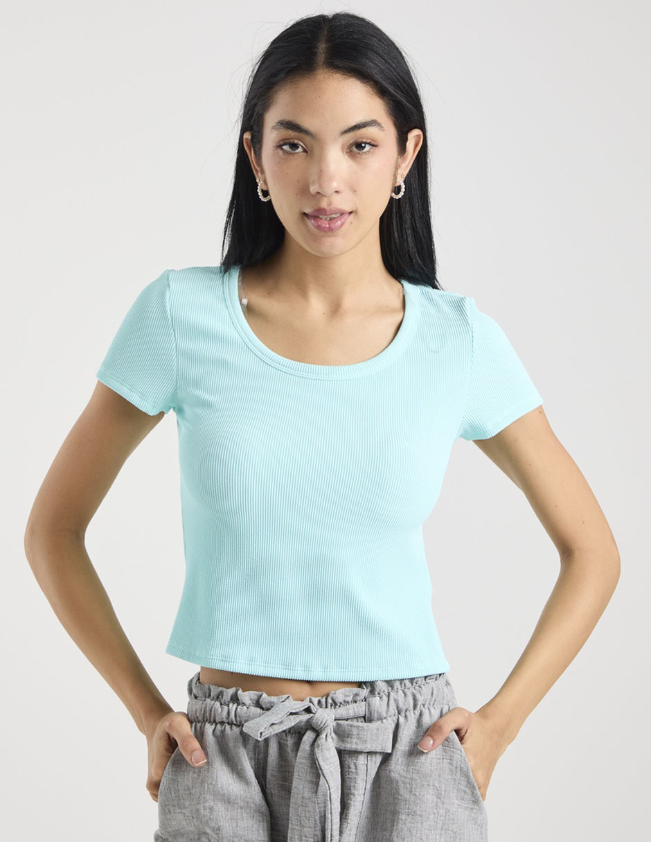 Playera manga corta Non Stop cuello redondo para mujer