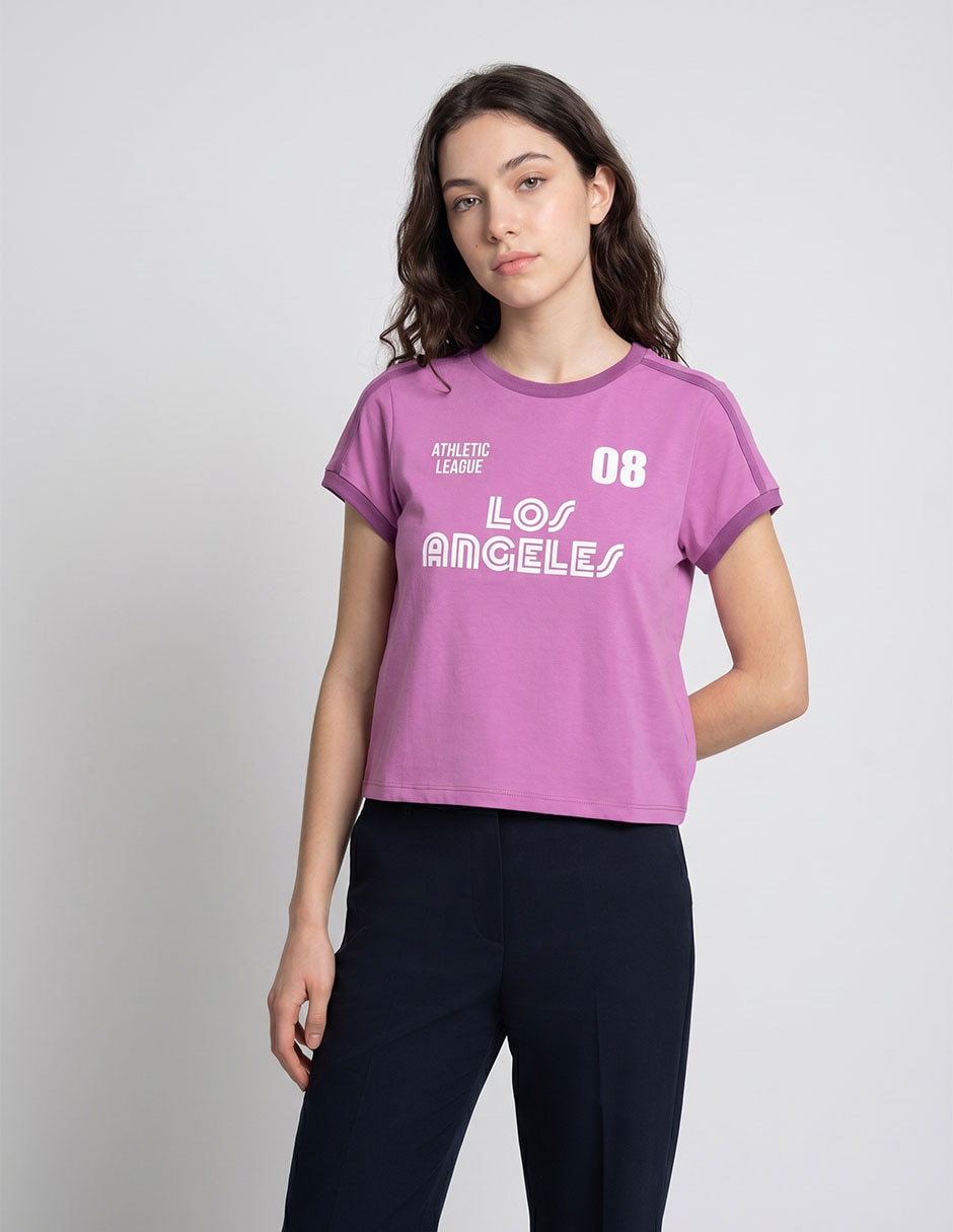 Playera manga corta Non Stop cuello redondo para mujer
