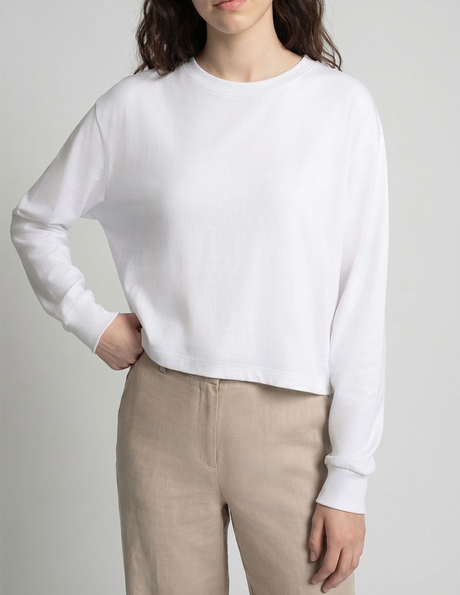Playera manga larga cuello redondo para mujer 3