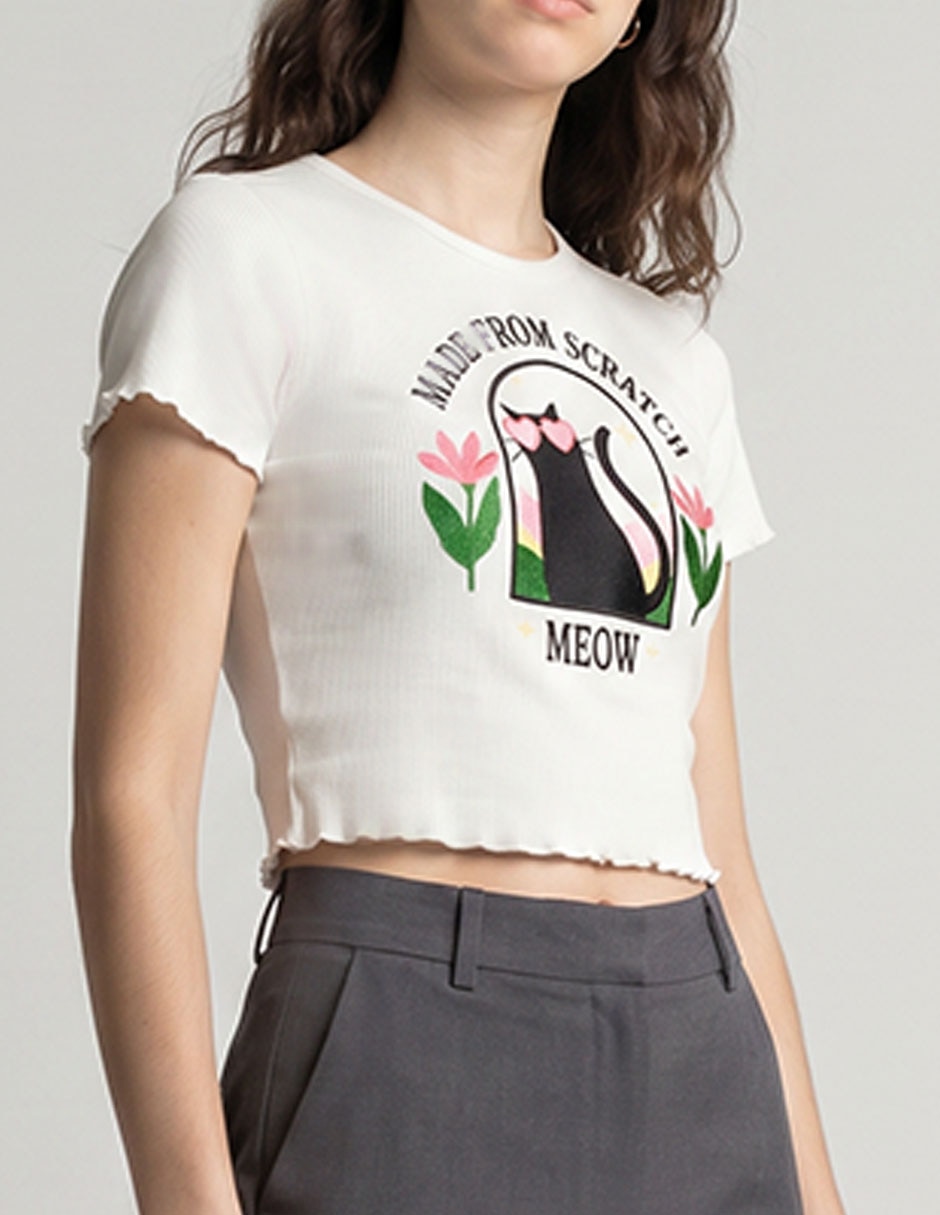 Playera manga corta cuello redondo para mujer 3