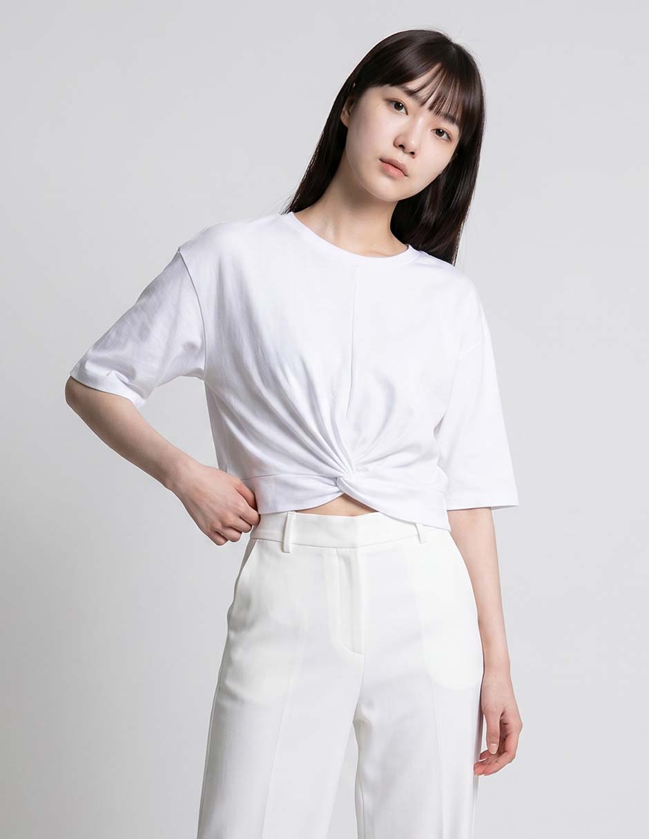 Playera manga al codo cuello redondo para mujer Playera manga al codo cuello redondo para mujer
