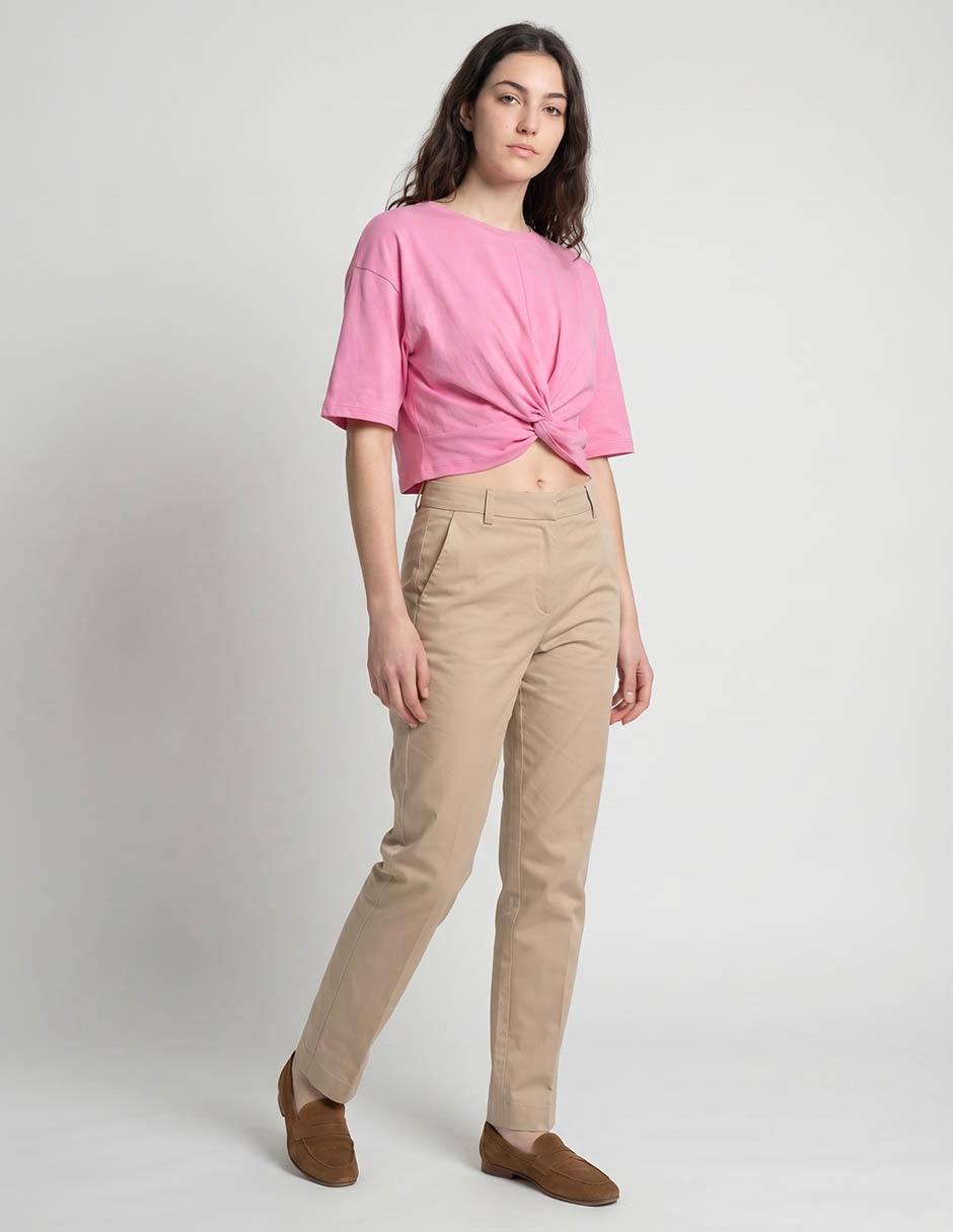 Playera manga al codo cuello redondo para mujer 3