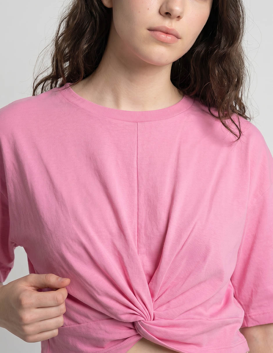 Playera manga al codo cuello redondo para mujer 4
