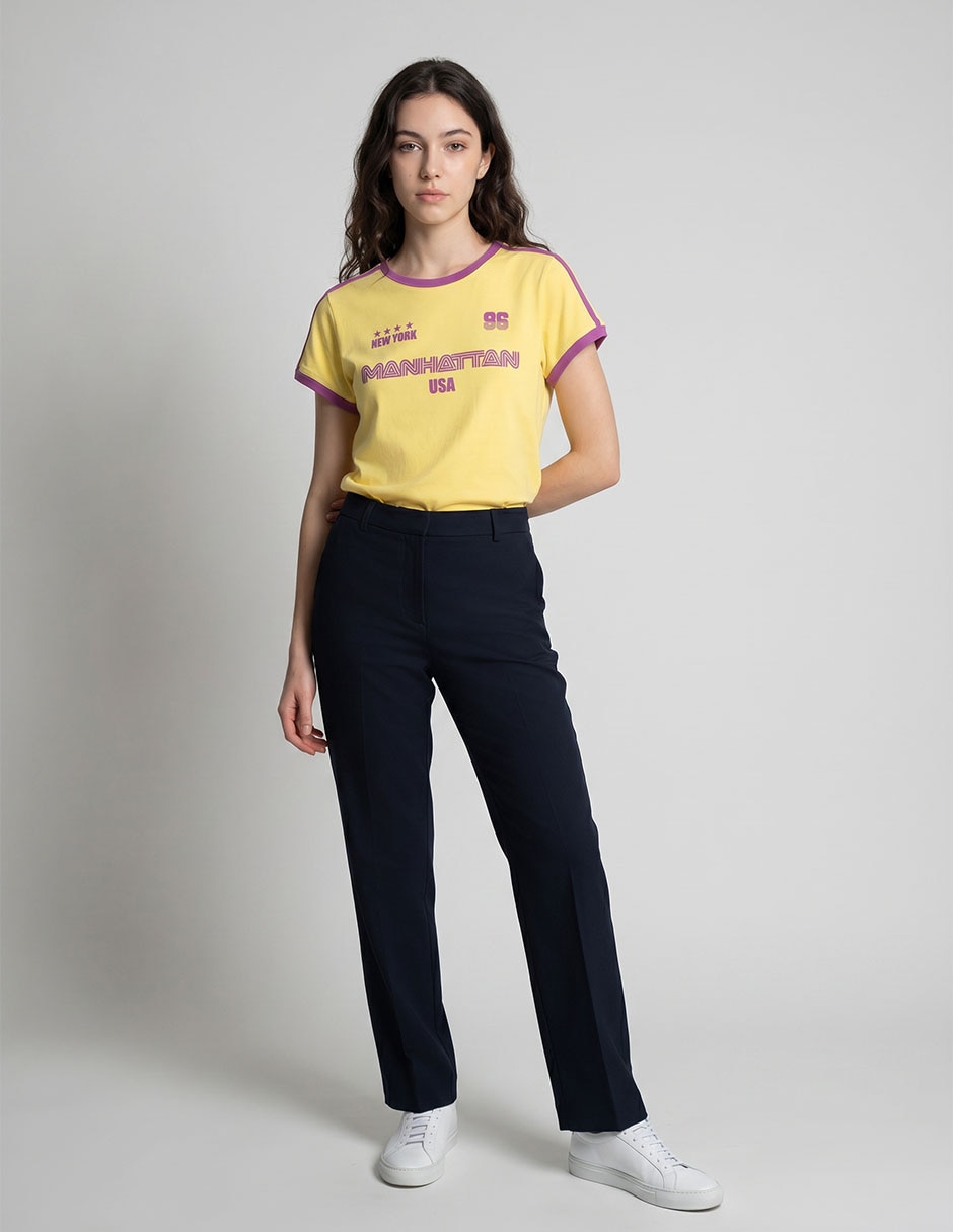 Playera manga corta Non Stop cuello redondo para mujer