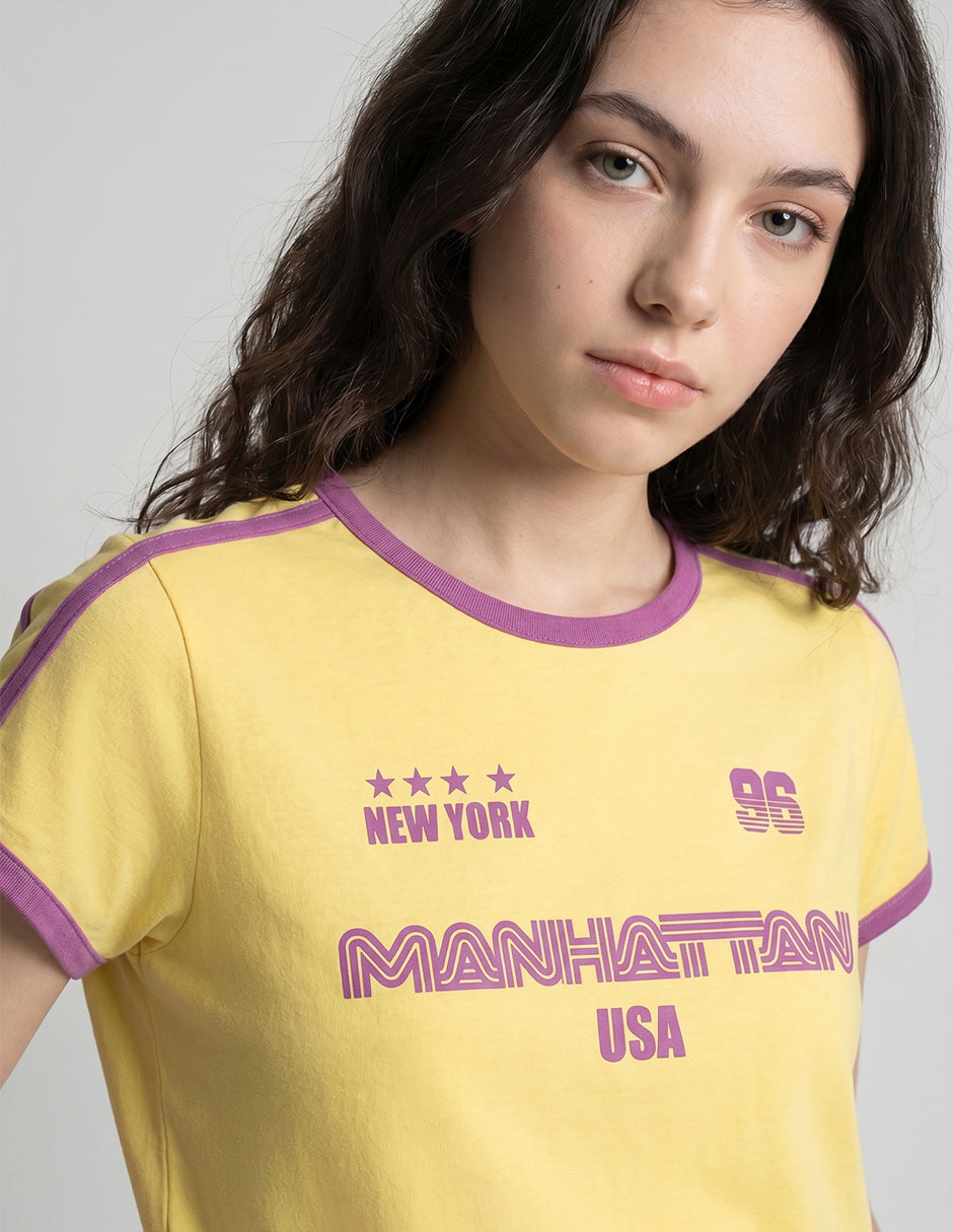 Playera manga corta Non Stop cuello redondo para mujer