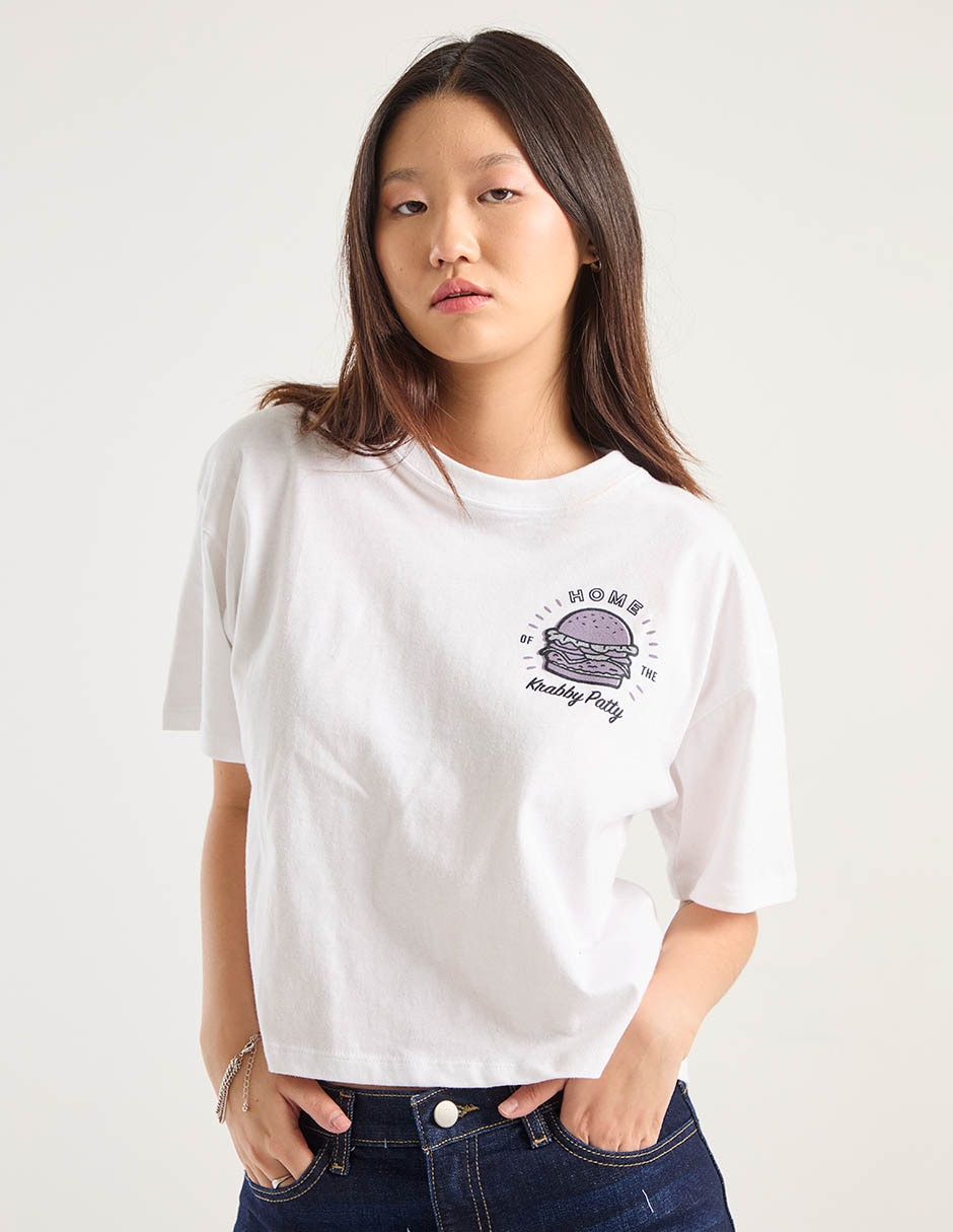 Playera manga corta Bob Esponja cuello redondo para mujer