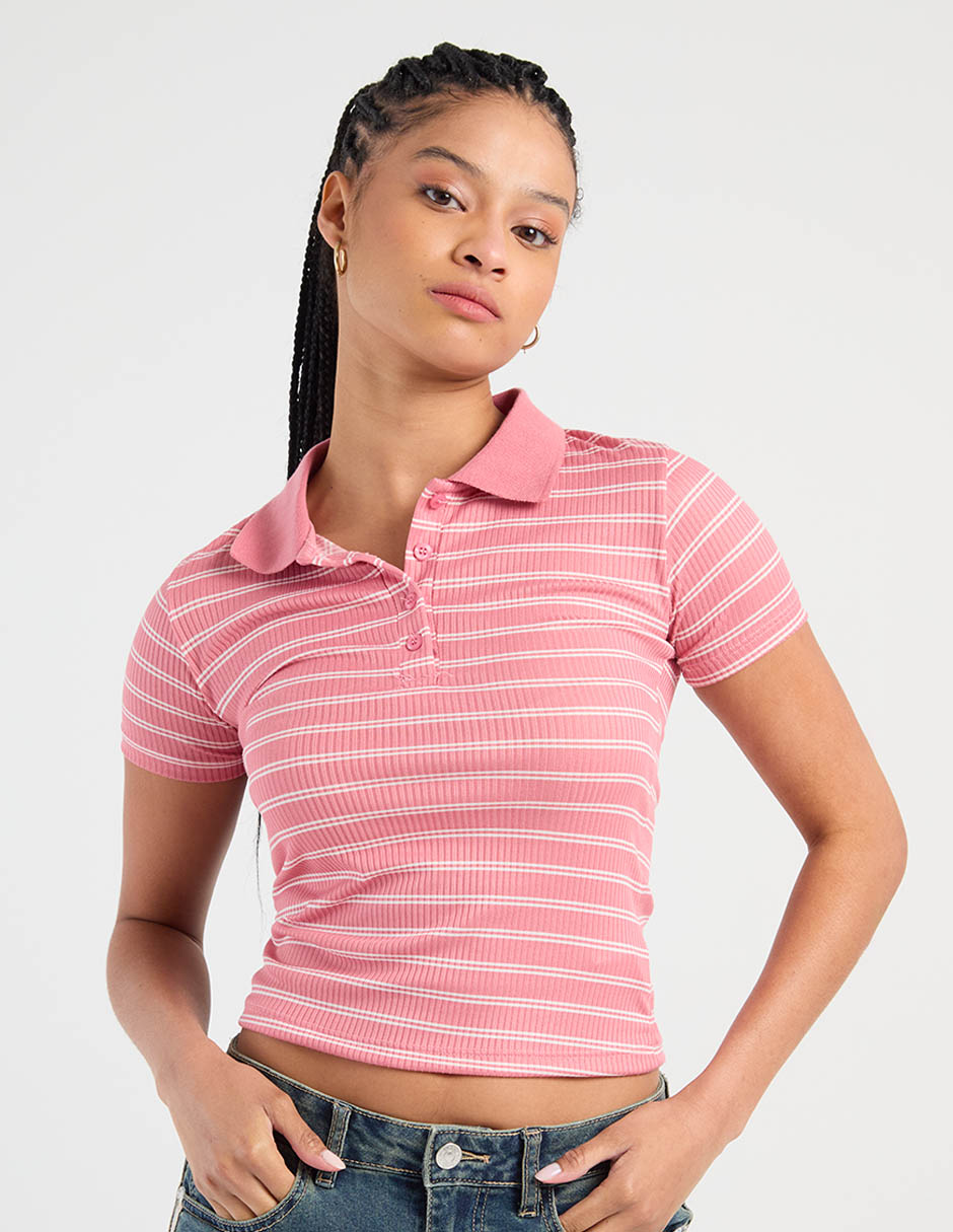Playera manga corta cuello camisero para mujer Playera manga corta cuello camisero para mujer