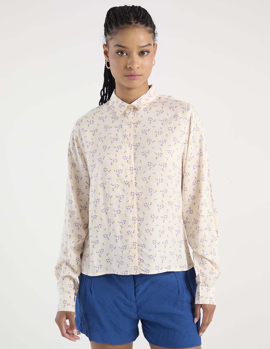 Blusa camisera Non Stop manga larga para mujer
