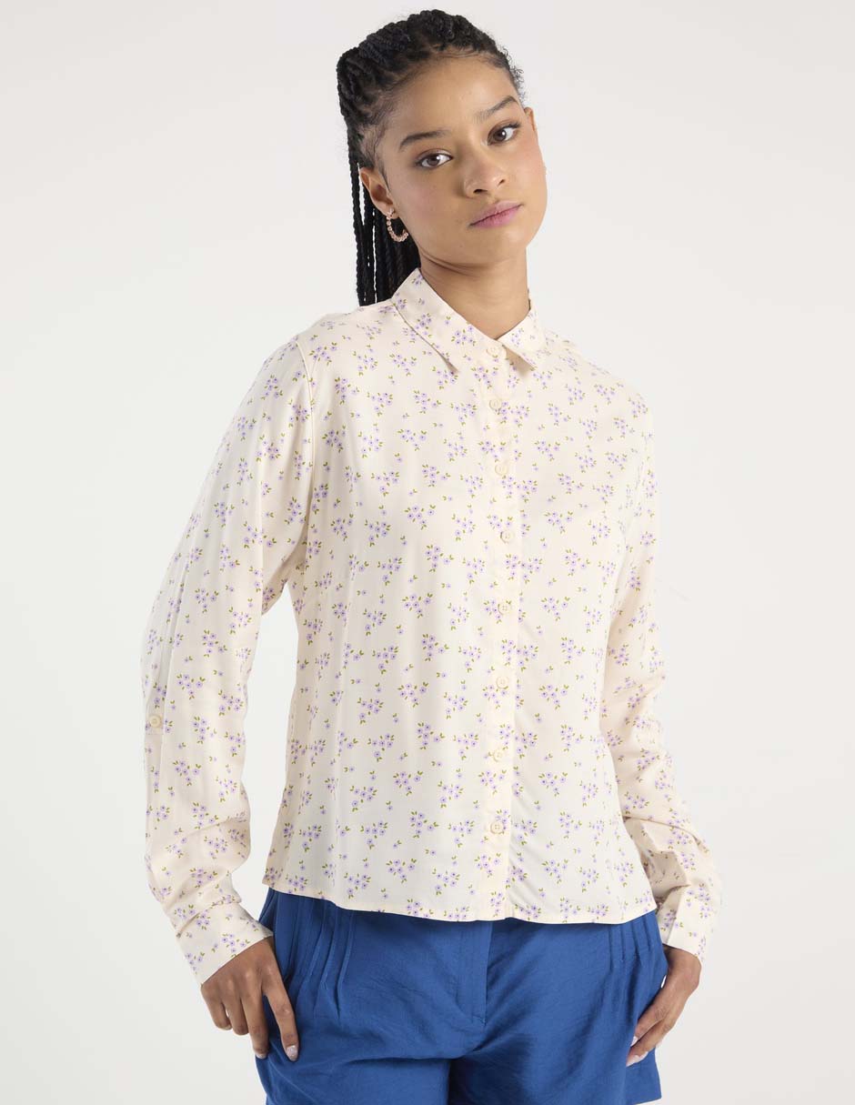 Blusa camisera Non Stop manga larga para mujer