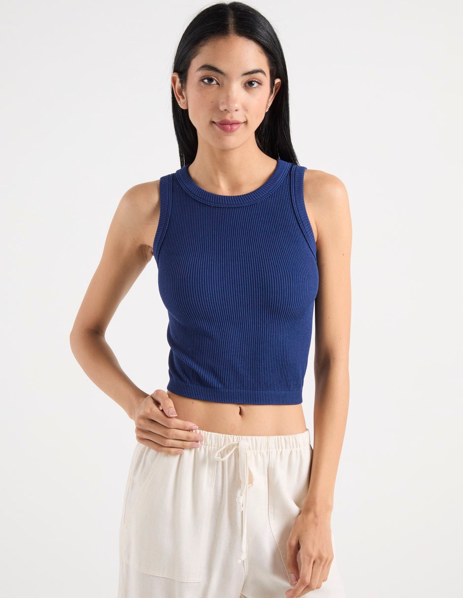 Top crop cuello redondo para mujer Top crop cuello redondo para mujer