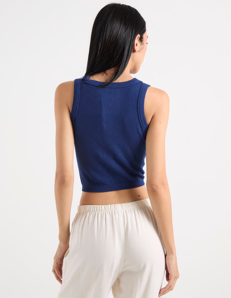 Top crop cuello redondo para mujer 2