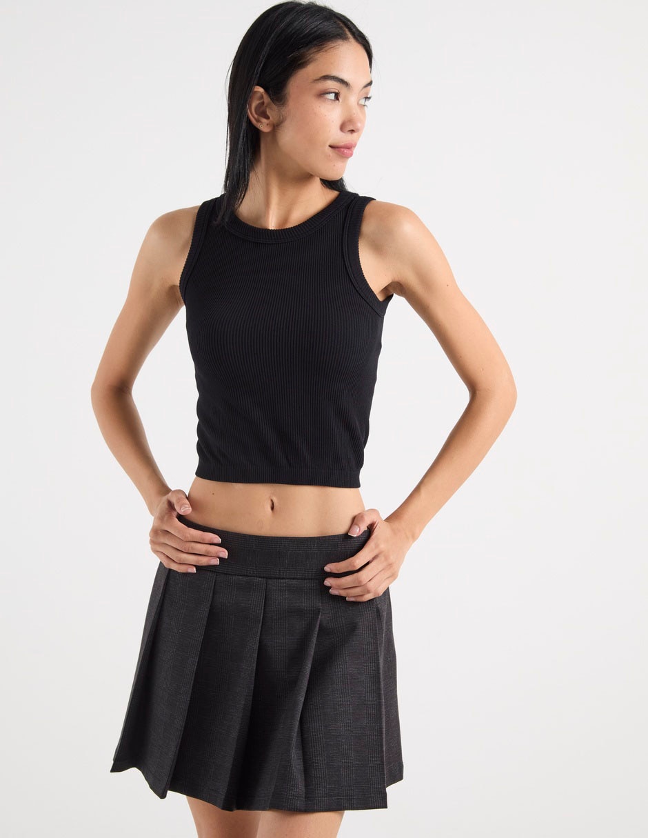 Top crop cuello redondo para mujer