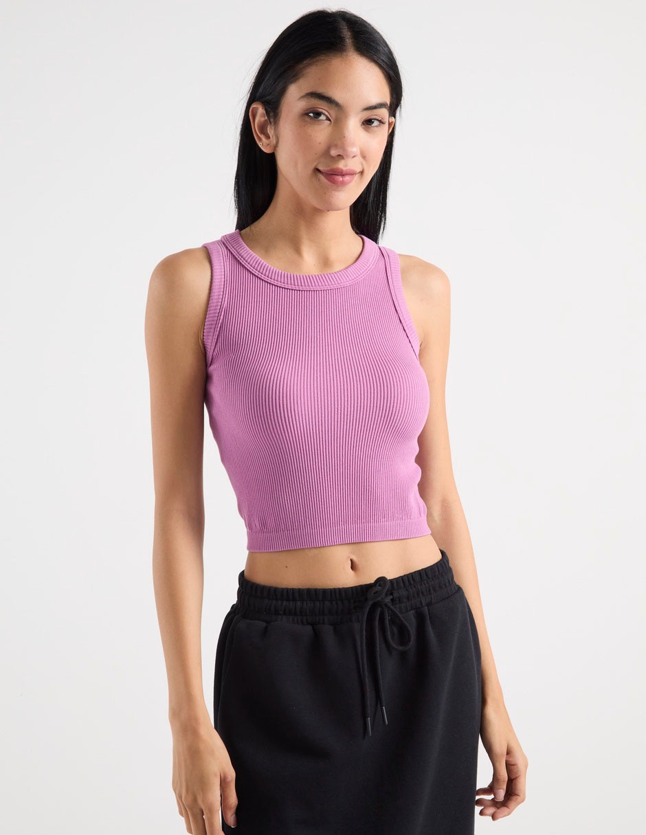 Top crop cuello redondo para mujer Top crop cuello redondo para mujer