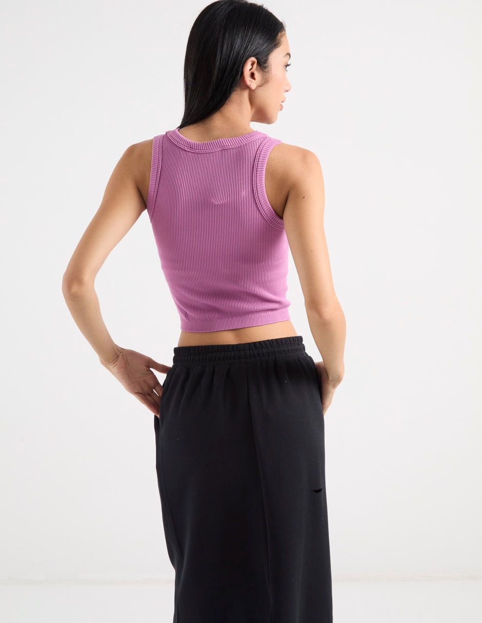 Top crop cuello redondo para mujer 2