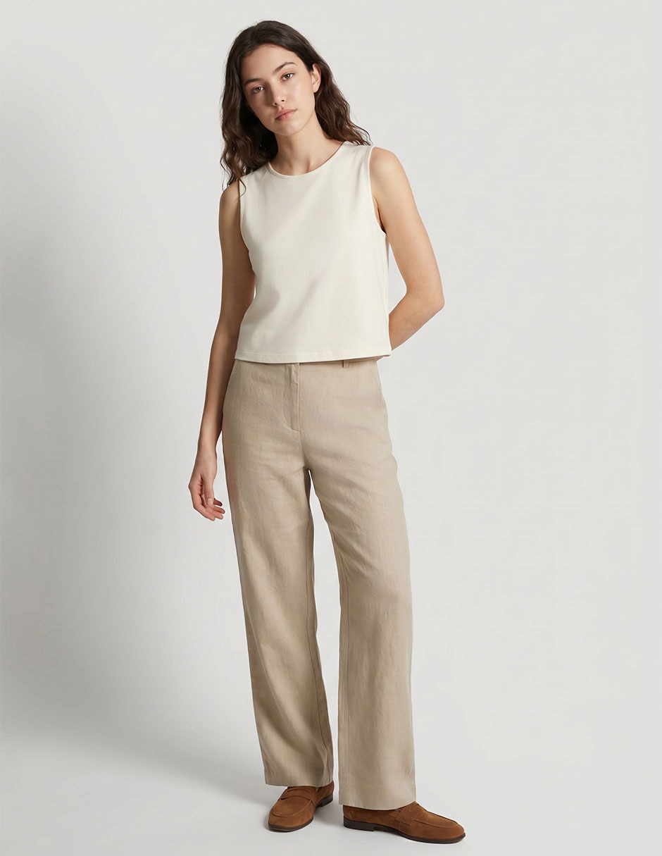 Top crop cuello redondo para mujer Top crop cuello redondo para mujer