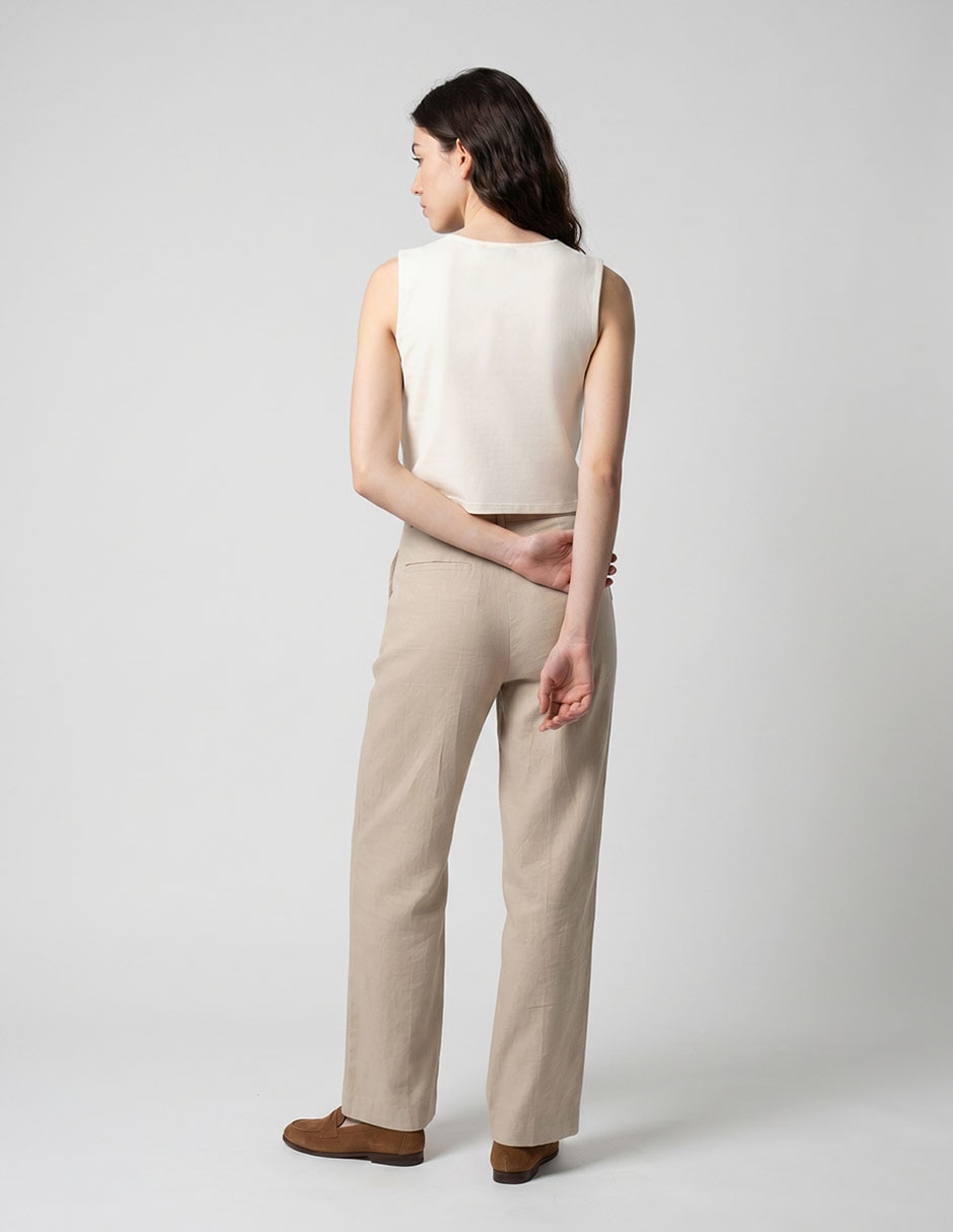 Top crop cuello redondo para mujer 2