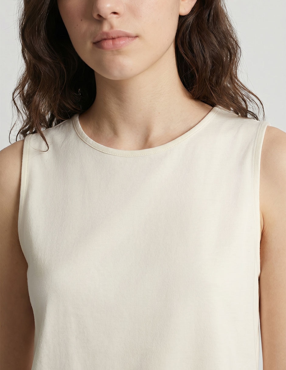 Top crop cuello redondo para mujer 3