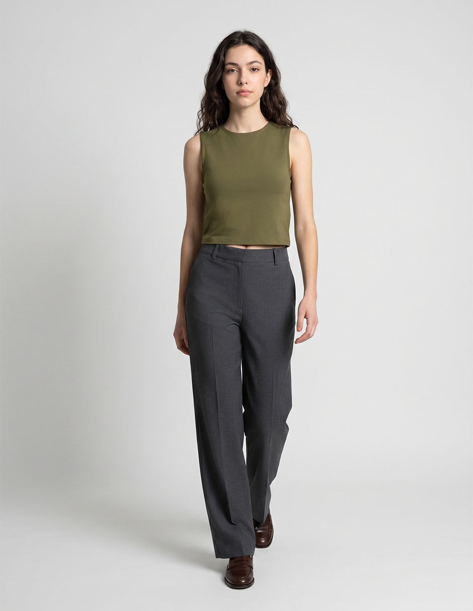 Top crop cuello redondo para mujer Top crop cuello redondo para mujer