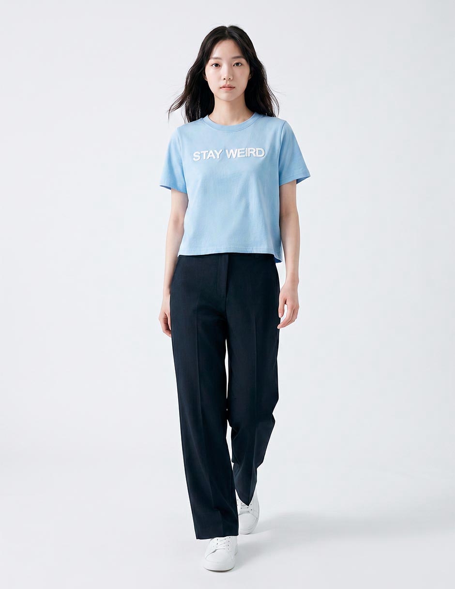 Playera manga corta cuello redondo para mujer