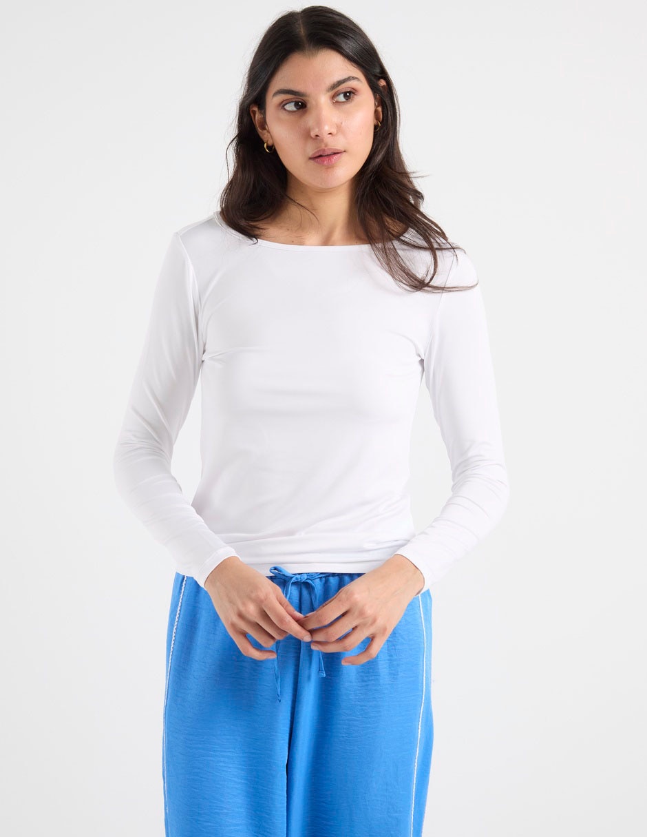 Playera manga larga cuello redondo mujer 1